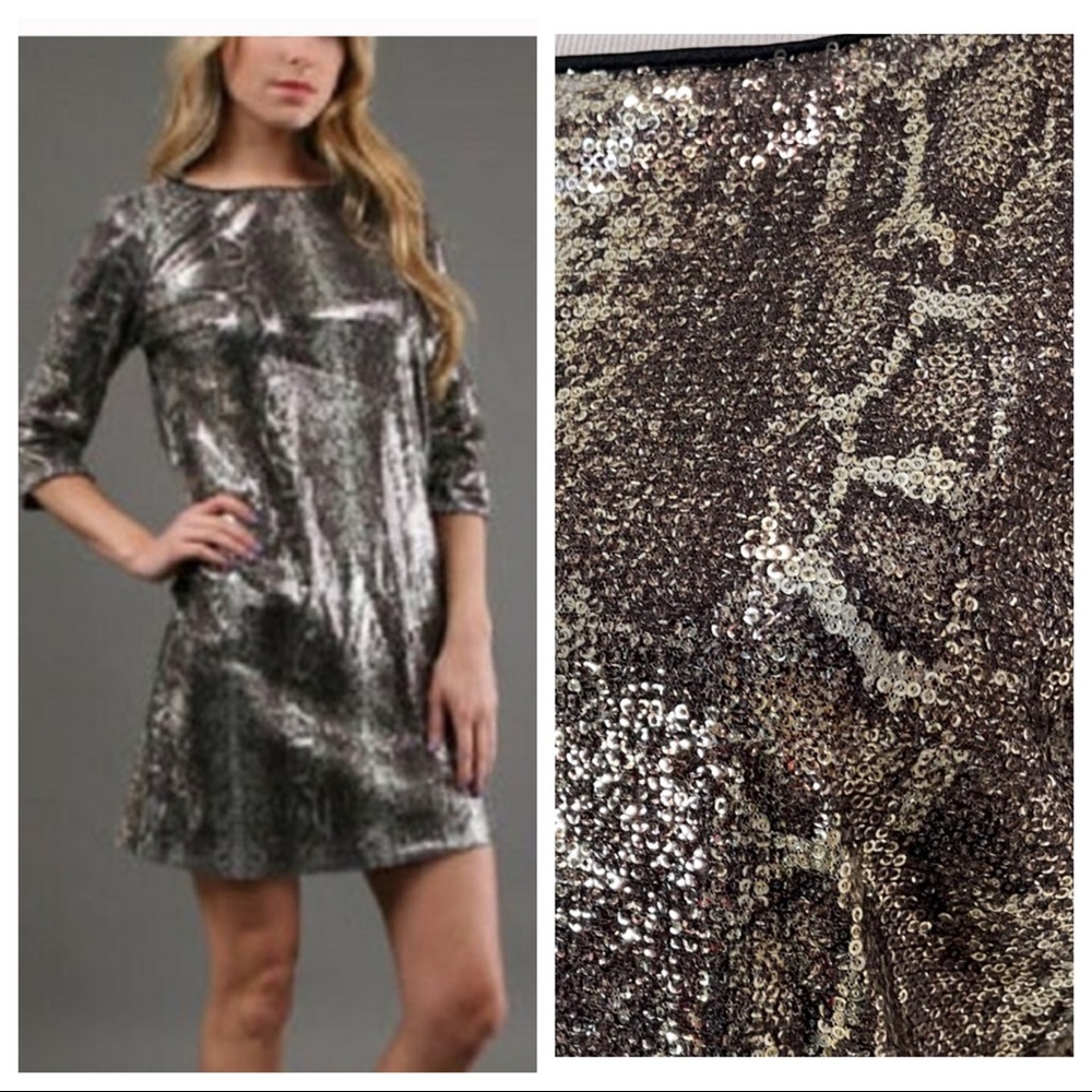 NWT! Alexia Admor 3/4 Sleeve Snake Sequin Dress